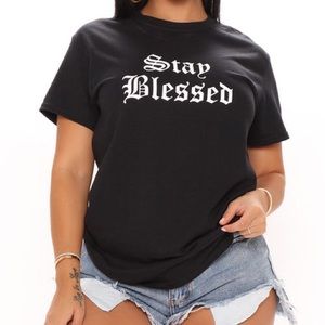 Fashion Nova Stay Blessed Graphic T-Shirt | Black & White